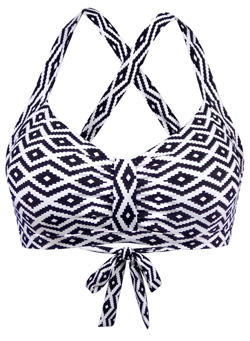 Balasami Women's Retro Printed Adjustable Thick Straps Cross Back Push Up Vintage Bikini Swimsuit Tops Only - Image 1