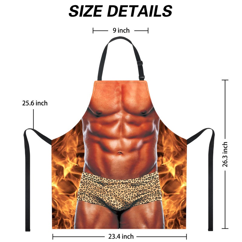 A AIFAMY Funny Men Cooking Grilling Aprons Muscles Guy BBQ Funny Gag Gifts for Christmas, White Elephant Gift Exchange (Muscleman, One Size) - Image 3