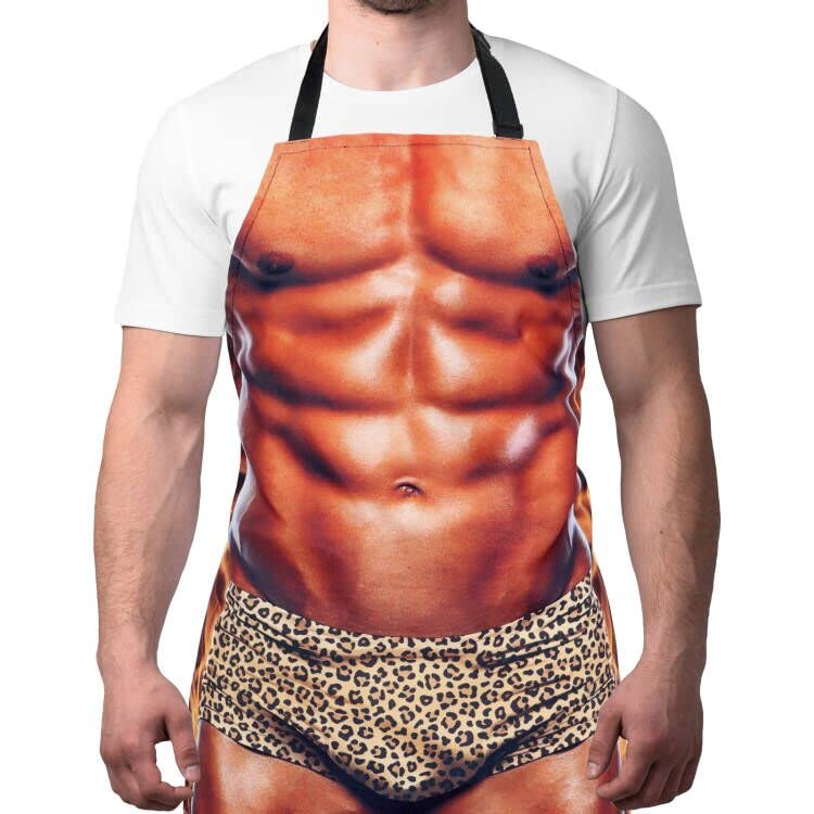 A AIFAMY Funny Men Cooking Grilling Aprons Muscles Guy BBQ Funny Gag Gifts for Christmas, White Elephant Gift Exchange (Muscleman, One Size) - Image 1