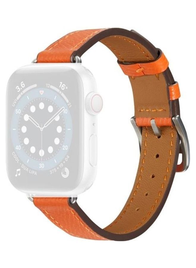 نيبمينينت سوار من الجلد بنمط B لساعة أبل سيريس 7/6/SE/5/4/3/2/1 مقاس 38/40/41 مم برتقالي - Image 1