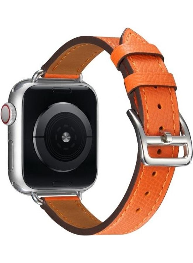 نيبمينينت سوار من الجلد بنمط B لساعة أبل سيريس 7/6/SE/5/4/3/2/1 مقاس 38/40/41 مم برتقالي - Image 3