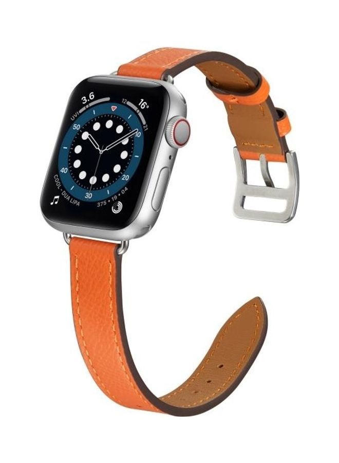 نيبمينينت سوار من الجلد بنمط B لساعة أبل سيريس 7/6/SE/5/4/3/2/1 مقاس 38/40/41 مم برتقالي - Image 4