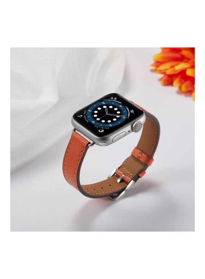 نيبمينينت سوار من الجلد بنمط B لساعة أبل سيريس 7/6/SE/5/4/3/2/1 مقاس 38/40/41 مم برتقالي - Image 5
