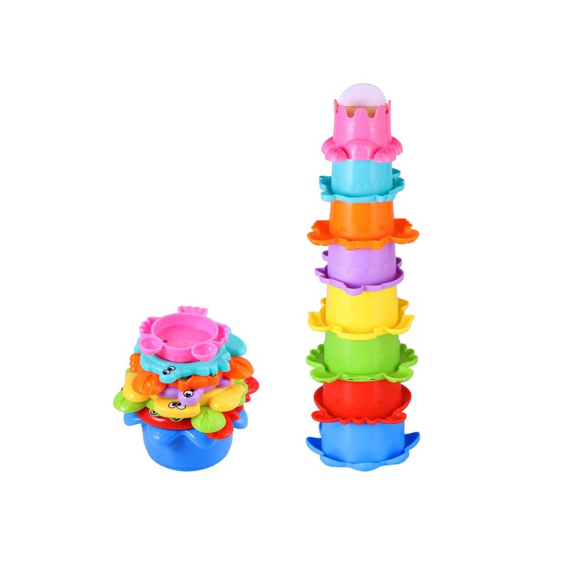 Zikra 8PCS Baby Bathtub Stacking Cup Toy Set, Squirting Bath Toys Summer Beach Fun Water Play Stacking Cups Squirting & Stacking Cups Fun Water Play Toys for Toddlers & Infants - Fun & Educational - Image 1