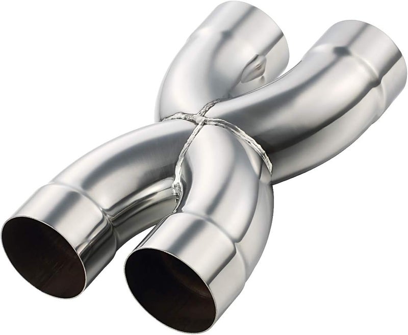 LCGP Universal 3" In/Out Crossover X Pipe 12" Length Stainless Steel Exhaust Pipe - Image 1