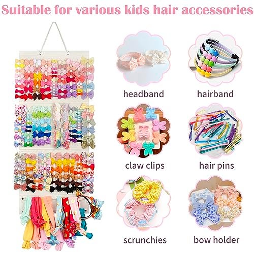 JOYMOMO Bow Holder Organizer for Girls - Hanging Hair Accessories Storage for Headbands, Clips, Ties, Scrunchies (Without Bows) (Beige) - Image 4