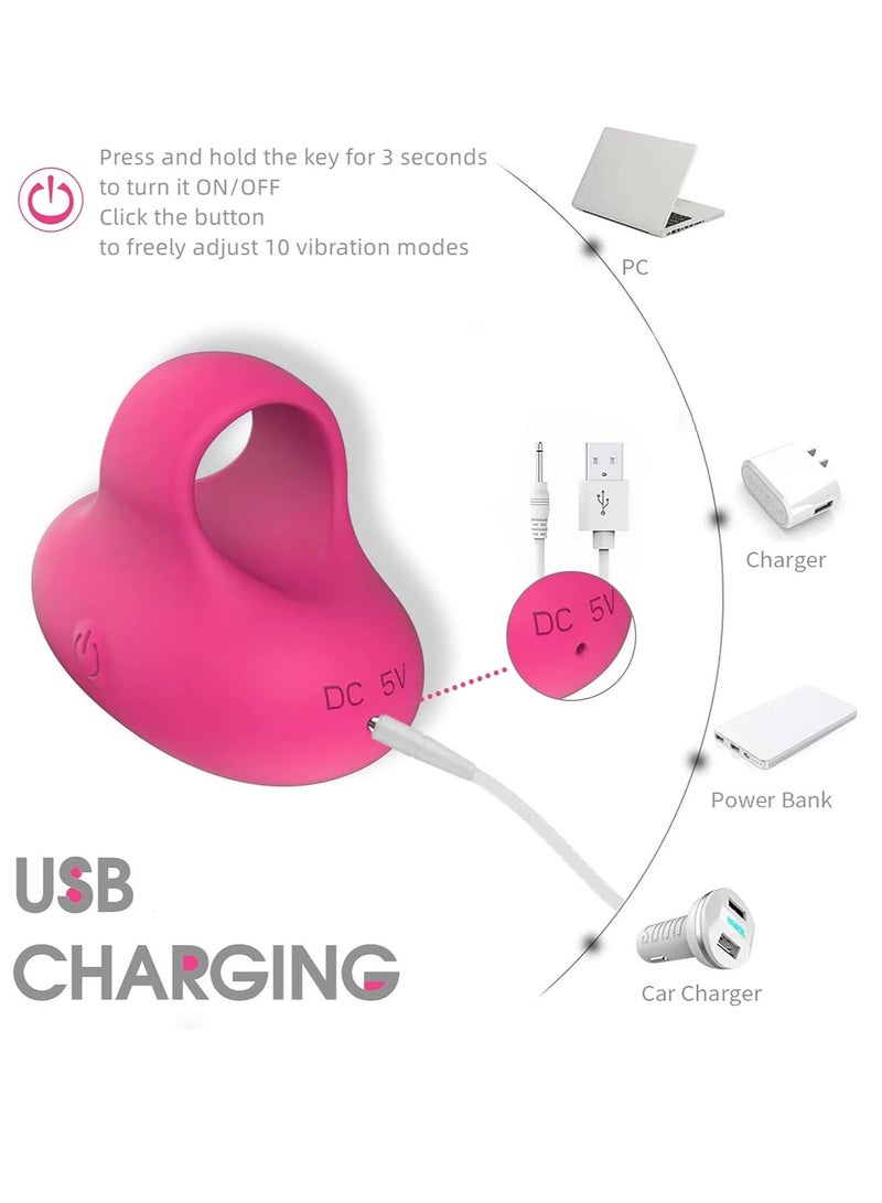 Mini Ring Face and Eye Massage Ball, Portable Travel Pocket USB Rechargeable, Personal Massager Facial Muscle Firming Anti-Aging Relieves Eye Dark Circles, Puffiness, Fatigue (Rose Red) - Image 4