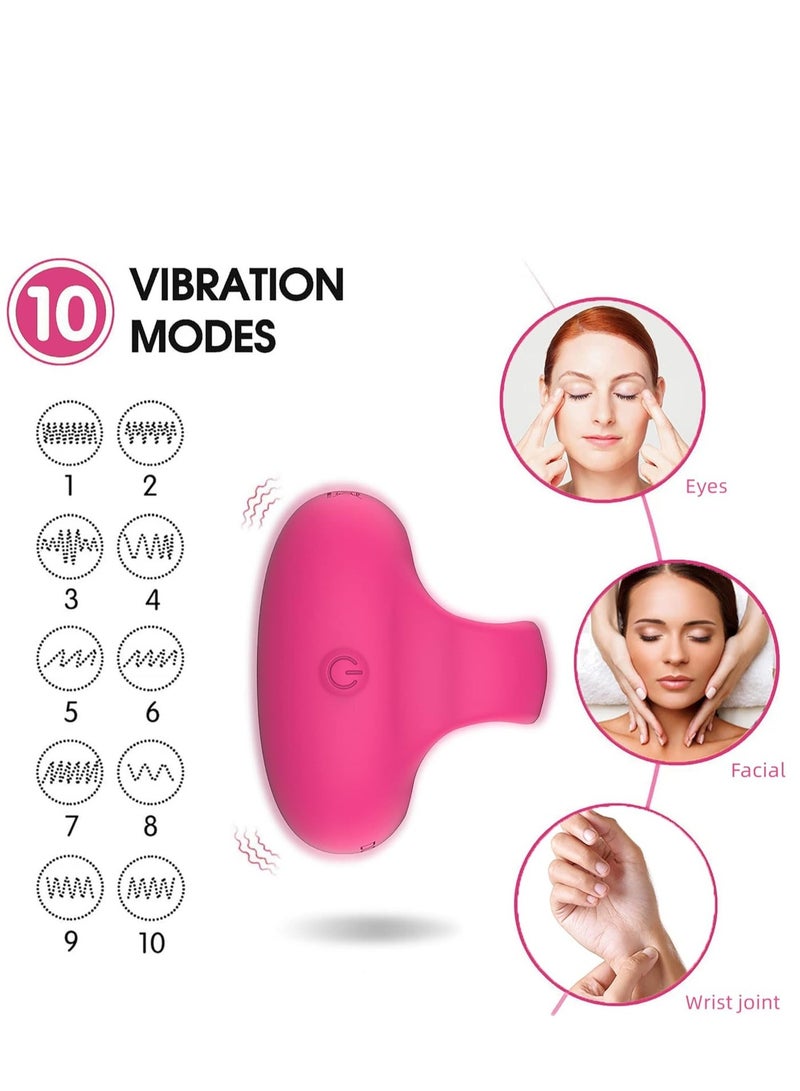 Mini Ring Face and Eye Massage Ball, Portable Travel Pocket USB Rechargeable, Personal Massager Facial Muscle Firming Anti-Aging Relieves Eye Dark Circles, Puffiness, Fatigue (Rose Red) - Image 3