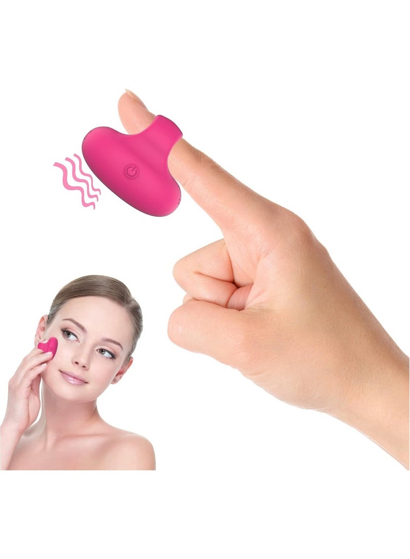 Compact Vibrating Face & Eye Massager, Portable Travel Pocket USB Rechargeable, Personal Massager Facial Muscle Firming Anti-Aging Relieves Eye Dark Circles, Puffiness, Fatigue (Rose Red) - Image 1