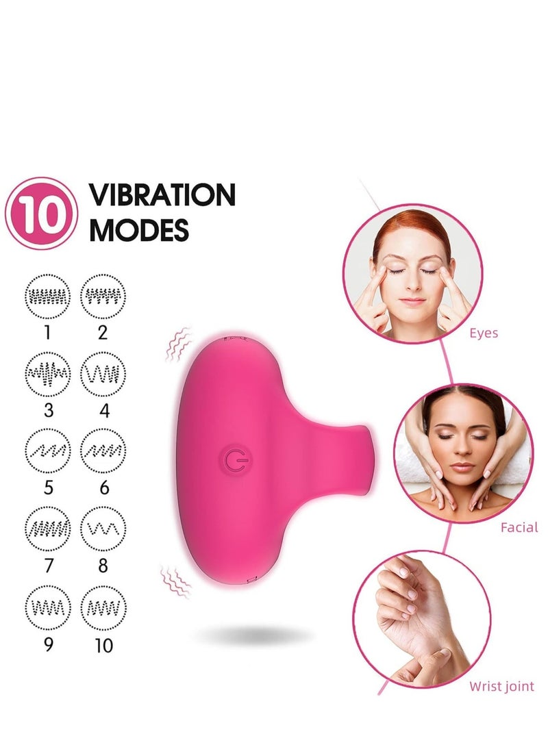 Compact Vibrating Face & Eye Massager, Portable Travel Pocket USB Rechargeable, Personal Massager Facial Muscle Firming Anti-Aging Relieves Eye Dark Circles, Puffiness, Fatigue (Rose Red) - Image 3