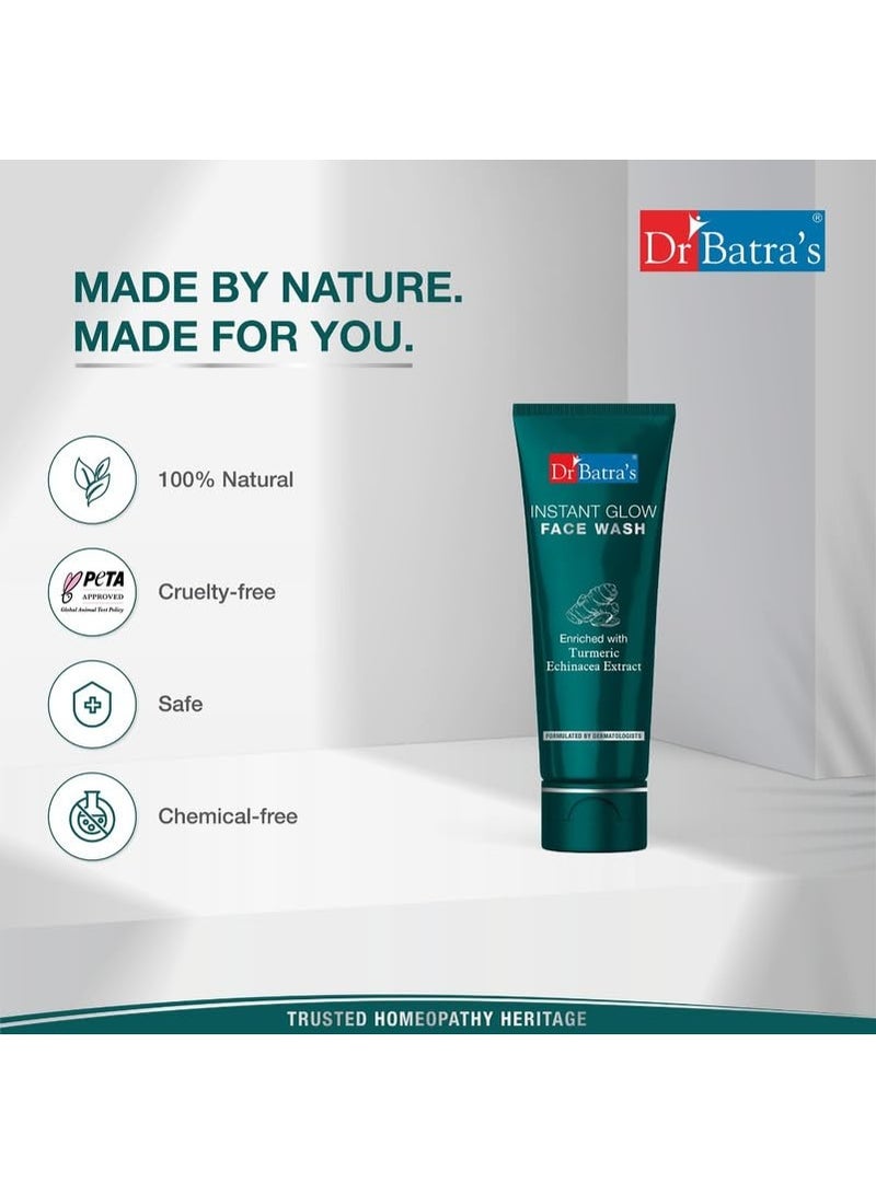 Dr Batra's Instant Glow Face Wash, Enriched with Echinacea & Turmeric, Repairs Skin Damage, Prevents infections, Face Wash for Skin Complexion & Glowing skin, Paraben & Silicone free(100g) - Image 2