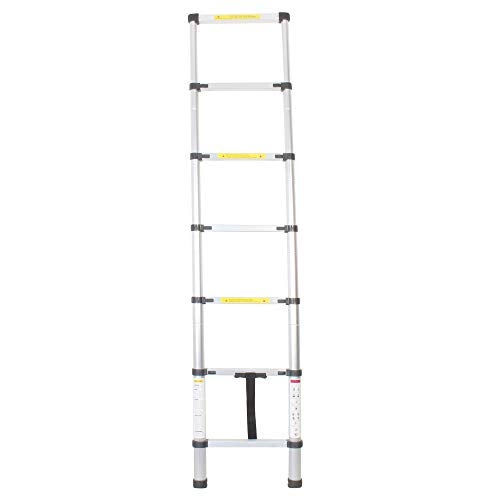 GRAZIA 7-Step Foldable Aluminium Ladder Telescopic, Silver - Image 4