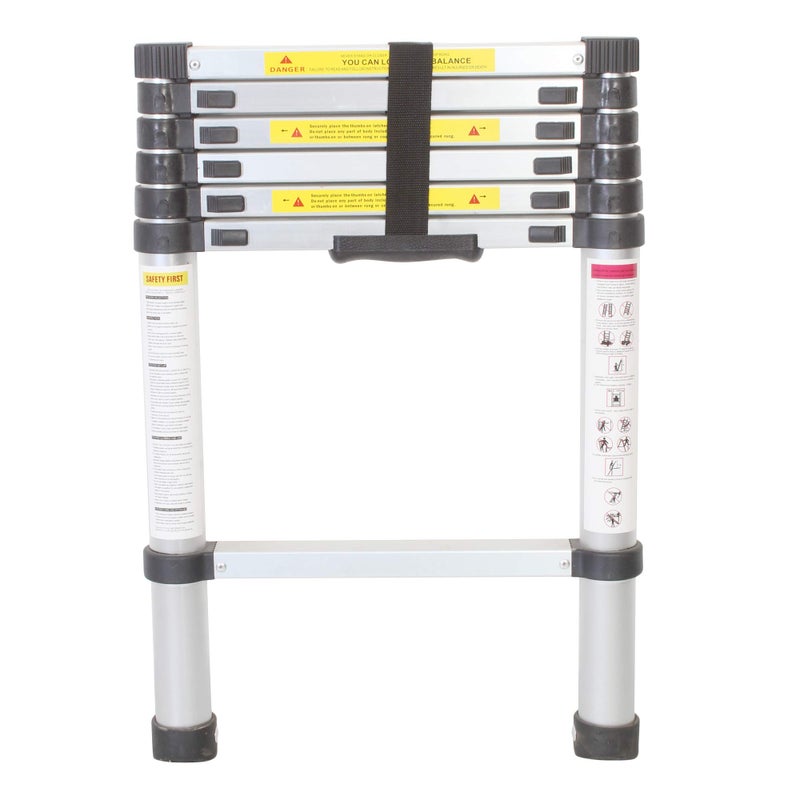 GRAZIA 7-Step Foldable Aluminium Ladder Telescopic, Silver - Image 2
