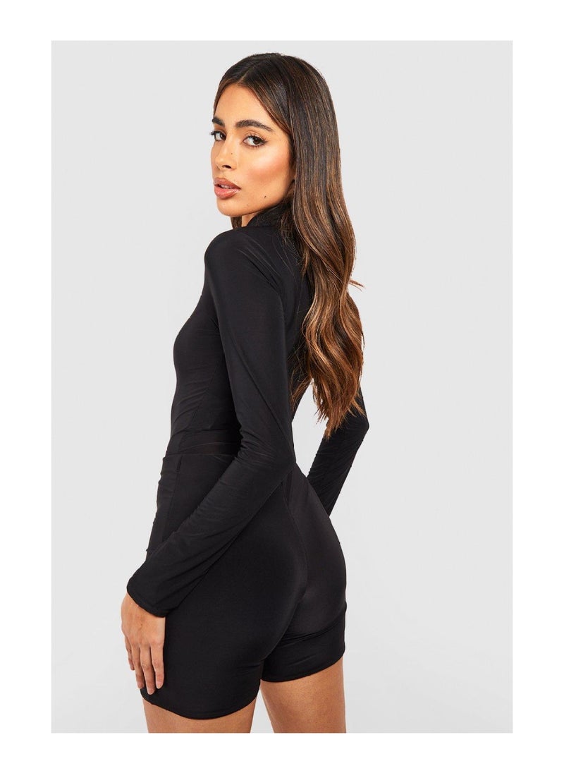 boohoo - Slinky Long Sleeve High Neck Bodysuit - Image 1