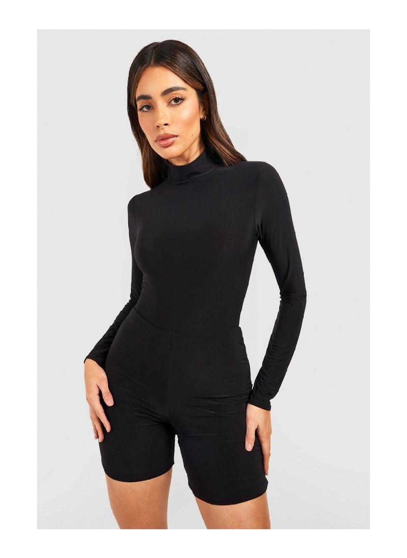 boohoo - Slinky Long Sleeve High Neck Bodysuit - Image 1