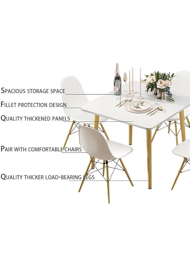 Taimi 3-Piece Dining Set,Modern Square Dining Table with 2 Elegant Chairs | Solid White Wood Table 80x80x73cm with 2 White Plastic Chairs and Wooden Legs  - Image 3