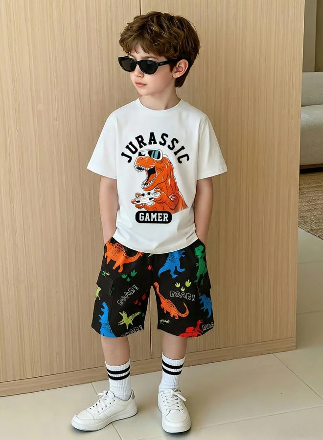 تايك تو مجموعة من شورت وتيشيرت بطبعة جرافيك