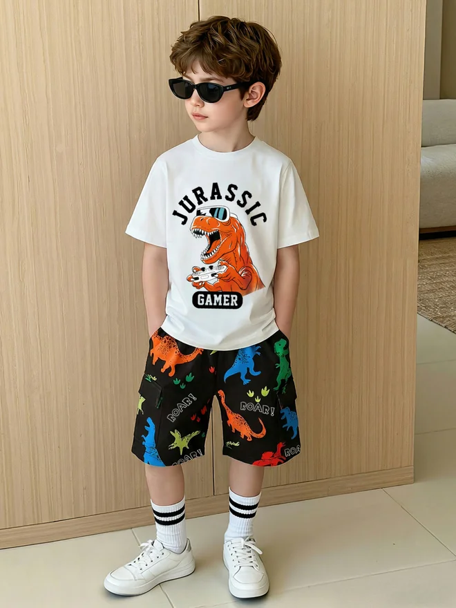 Take Two Kids Graphic Print T-Shirt And Shorts Set