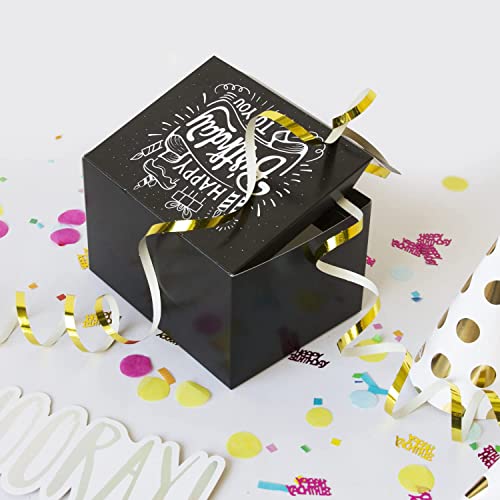 FETTIPOP Gift Box Surprise Exploding Confetti Kit (Black Premium) Happy Birthday, Prank Pop Up 7.2x5.5x4.3 in. - Image 4