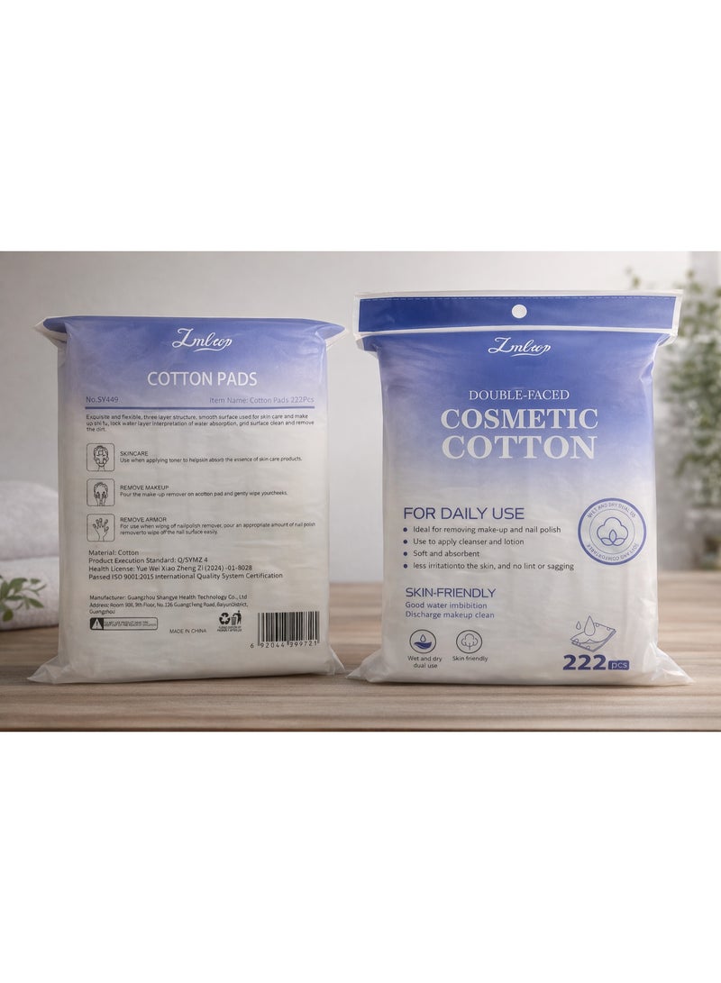 ضمادات قطنية مزدوجة الوجه لإزالة المكياج وطلاء الأظافر - 222 ضمادة - Image 2