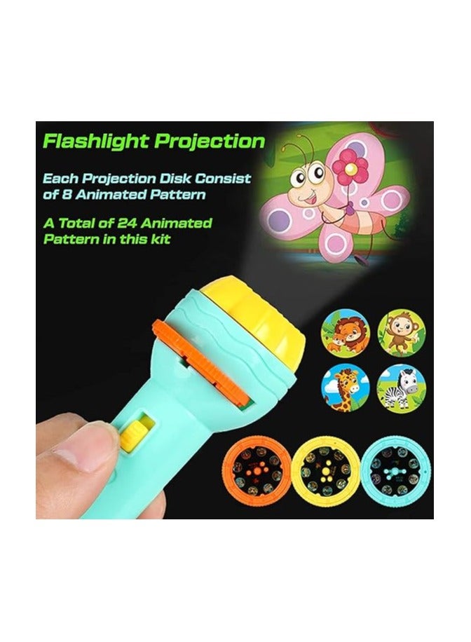 Niyam Mini 3 Slide 24 Pattern Flash Light Projector tourch for Kids Projection Light Toy Flashlight Lamp Students Education Learning Night Light (24 Patterns, 3 Slids)  - Image 5