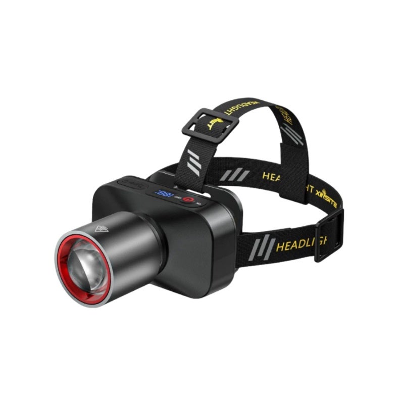 Headlamp: Black Durable ABS Construction - Adjustable Telescopic Zoom High-capacity 18650 Lithium Battery Fast Type-C Charging Long Battery Life Hands-free Lighting for Outdoor Fishing, Night Fishing, - Image 1