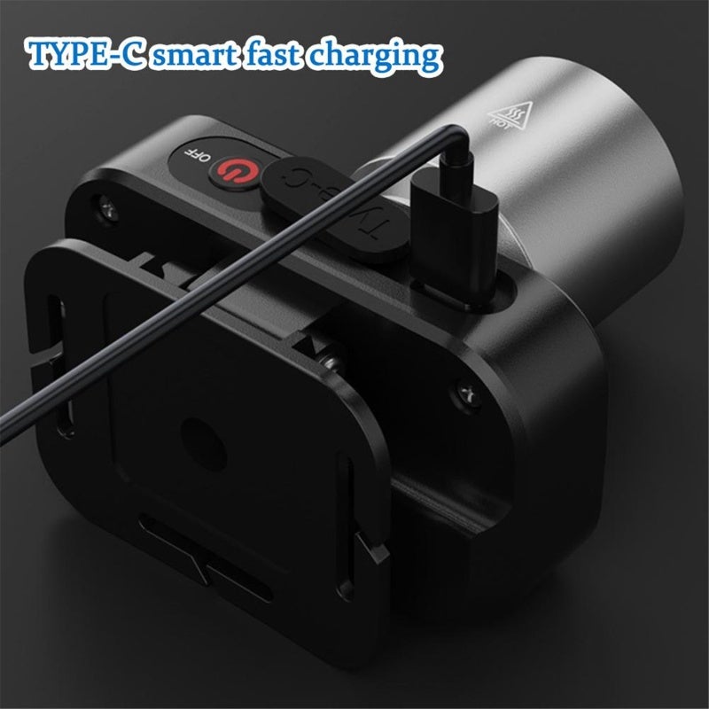 Headlamp: Black Durable ABS Construction - Adjustable Telescopic Zoom High-capacity 18650 Lithium Battery Fast Type-C Charging Long Battery Life Hands-free Lighting for Outdoor Fishing, Night Fishing, - Image 4