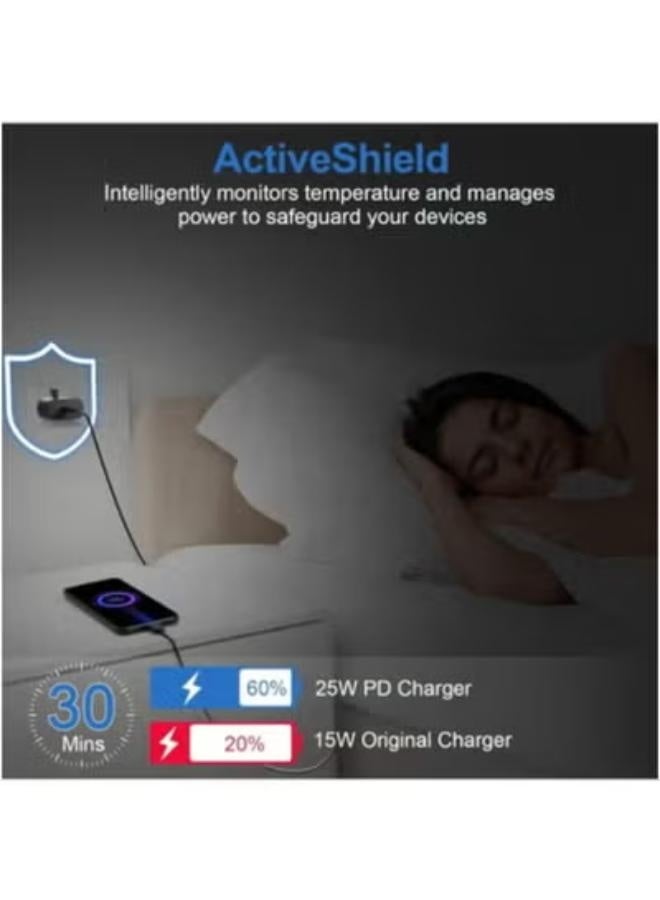 25W Type-C Super Fast Charger, Compatible with Android for Samsung Galaxy S23 Ultra/S23/S23+/S22/S22 Ultra/S22+/Note 10/20/S20/S21/Tab S7/S8, Black - Image 4