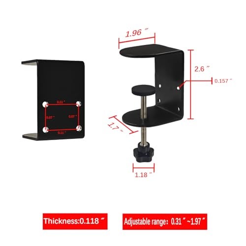 Jhanw Small C Clamps 2 Inch with 4 Small Holes in the Back, 2-Pack Adjustable Desk C-Clamp for Range 0.39"~2", Versatile Clamp for Brake, Parts Assembly, Fastening, Welding, Woodwork, Metal Work - Image 2
