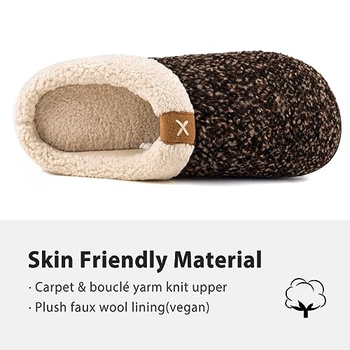 ULTRAIDEAS Mens Warm Fuzzy Slip On Slippers, Sherpa Lined House Shoes with Memory Foam for Indoor Outdoor, Mens Gifts for Winter (Upgrade Brown, Size 9-10) - Image 5