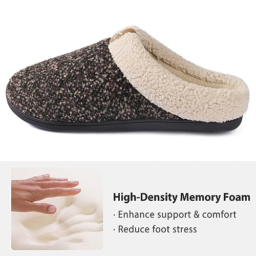 ULTRAIDEAS Mens Warm Fuzzy Slip On Slippers, Sherpa Lined House Shoes with Memory Foam for Indoor Outdoor, Mens Gifts for Winter (Upgrade Brown, Size 9-10) - Image 4