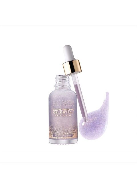 Flower Beauty Supernova Celestial Skin Elixir - Vegan Makeup Face Primer with Ultra-light Texture & Fast Absorbing Formula, Contains 6 Antioxidant Rich Oils with Smoothing & Brightening Effect (Pack o