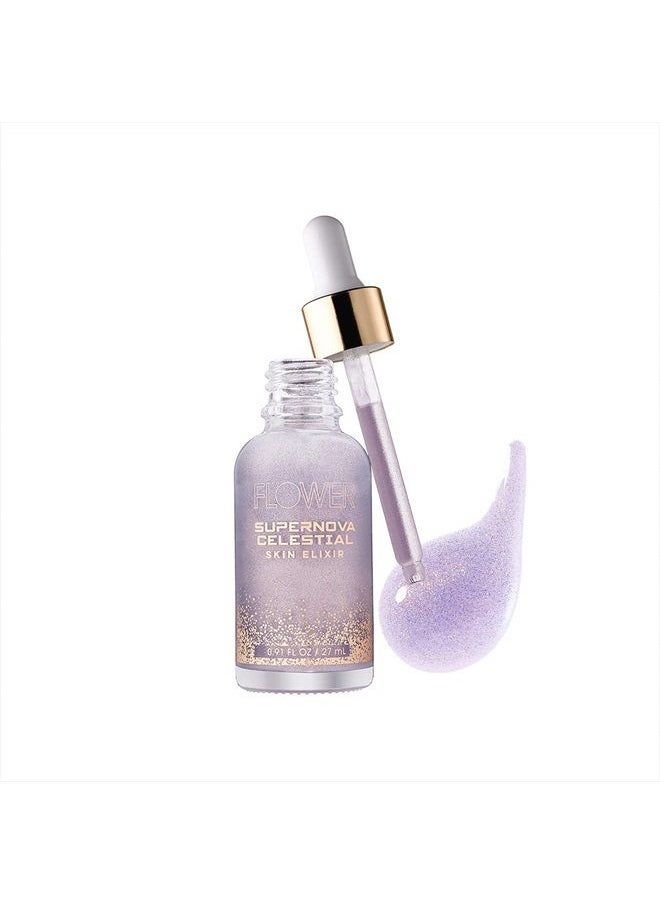 Flower Beauty Supernova Celestial Skin Elixir - Vegan Makeup Face Primer with Ultra-light Texture & Fast Absorbing Formula, Contains 6 Antioxidant Rich Oils with Smoothing & Brightening Effect (Pack o