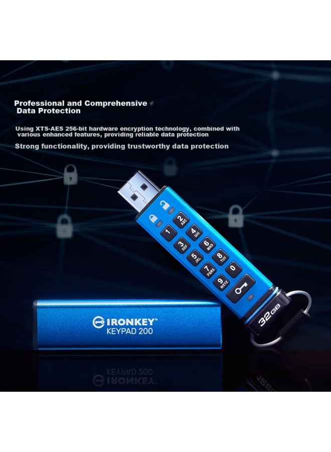 Kingston Kingston 32Gb Usb Flash Drive Ikkp200, 256-Bit Aes Hardware Encryption, Metal Shell, Read Speed 145Mb/S - Image 3