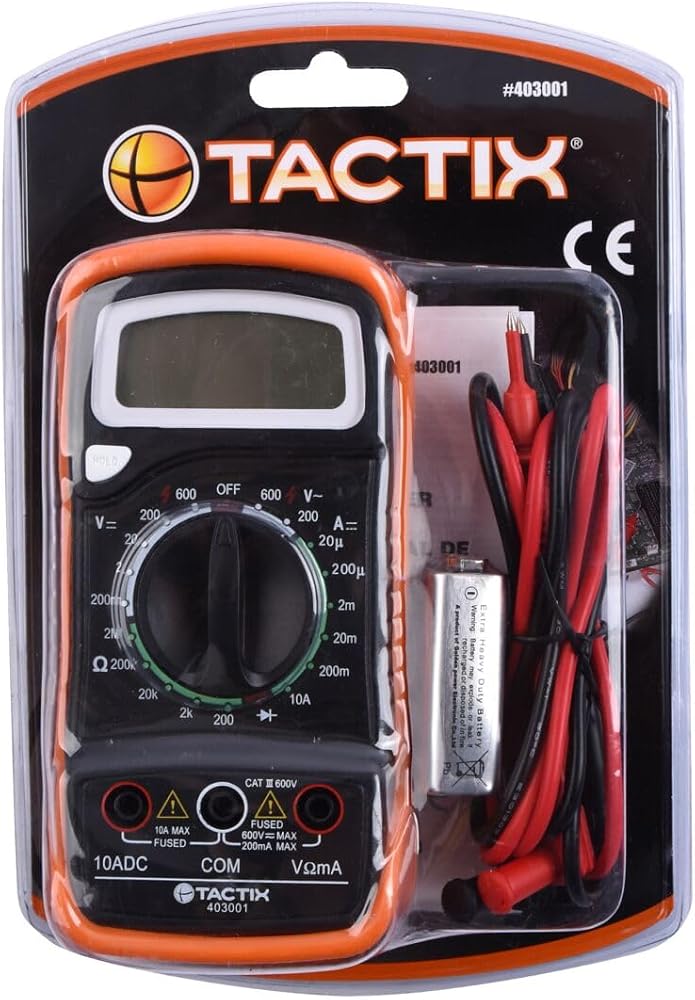 Tactix Digital Multi Meter Orange and Black 403001 - Image 1