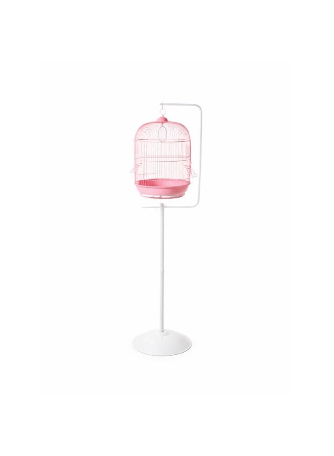Dayang A309 Bird Cage with PED9910 Curved Stand Combo - Pink & White - Image 1