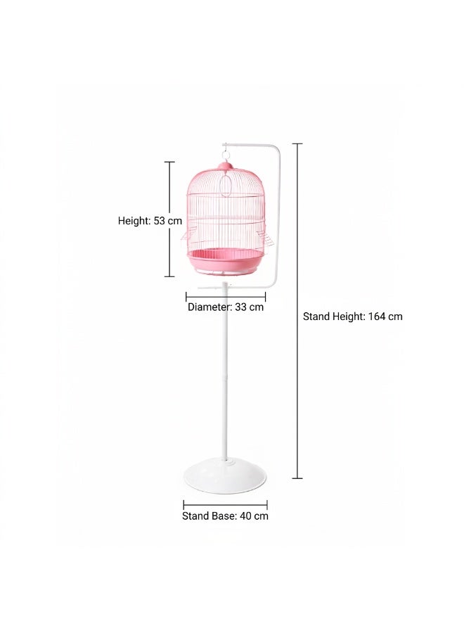 Dayang A309 Bird Cage with PED9910 Curved Stand Combo - Pink & White - Image 2