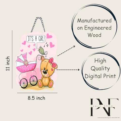 pnf Xpression Decor Quote Wall art & Door Hanging Frame For Kitchen, Dining, restaurants Decor | Walland home Decor for Living Room | Room Decor Wall Decor Items For Bedroom | (It's A Girl) - Image 5