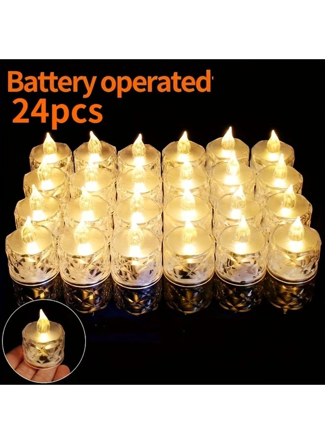 24 Pack Warm Light Crystal LED Flameless Candles Battery Powered For Christmas - Image 2