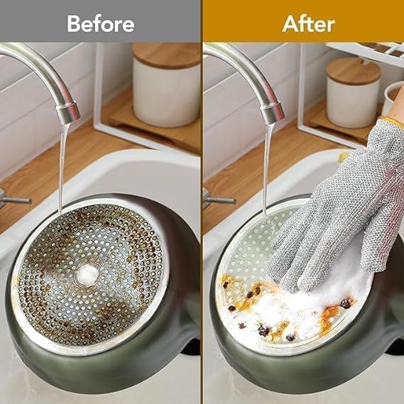 TRUE SHOP® WIRE DISHWASHING GLOVES KITCHEN CLEANING HOUSEHOLD CLEANING TOOLS, HEAT INSULATION ANTI-HOT WATERPROOF & DURABLE SKIN-FRIENDLY REUSABLE KITCHEN FOR WASHING DISHES (PACK OF 2 GLOVES) - Image 2