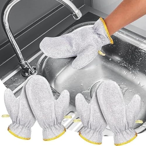 TRUE SHOP® WIRE DISHWASHING GLOVES KITCHEN CLEANING HOUSEHOLD CLEANING TOOLS, HEAT INSULATION ANTI-HOT WATERPROOF & DURABLE SKIN-FRIENDLY REUSABLE KITCHEN FOR WASHING DISHES (PACK OF 2 GLOVES) - Image 1