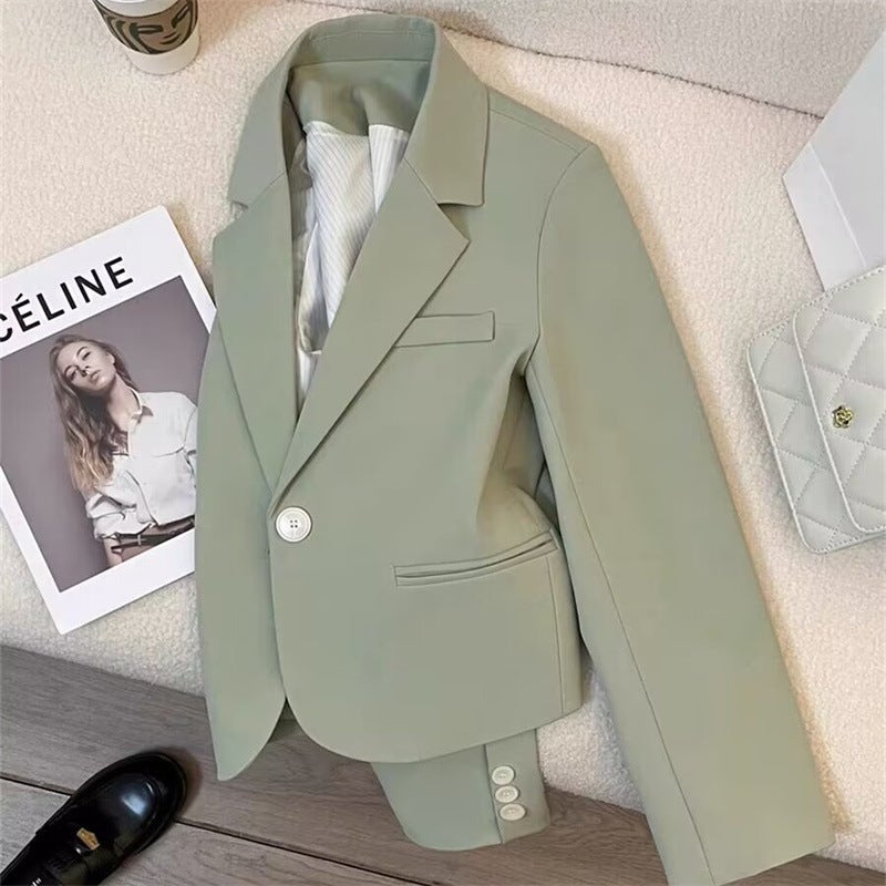 2024 New Elegant Womens Blazer Spring Autumn Green Casual Suit Jacket emerald green 