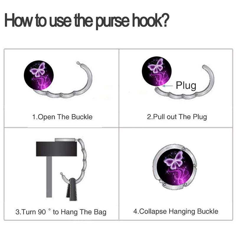 Bosketo Foldable Purse Hook Womens Bag Table Hanger Collection Desk Hooks for Purse (3pack Butterfly-Hook) - Image 4