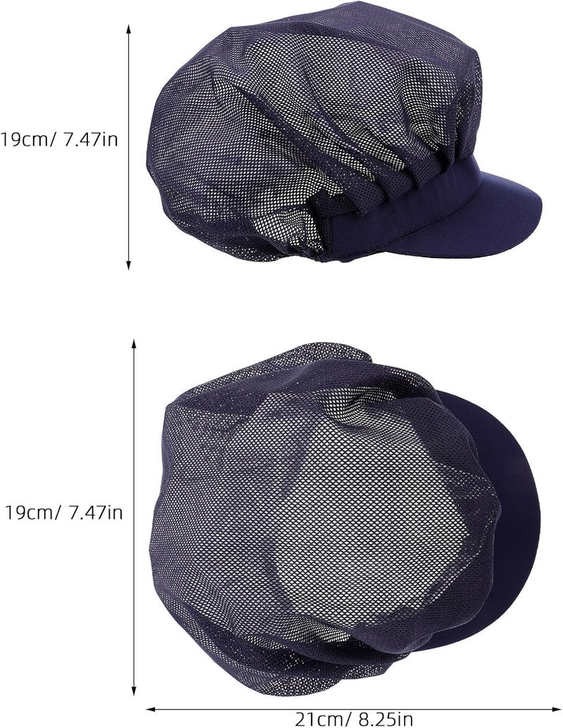 ORFOFE Unisex Breathable Cotton Chef Hat for Kitchen Food Service Catering, Adjustable Mesh Cooking Cap for Men and Women in Navy Blue - Image 2