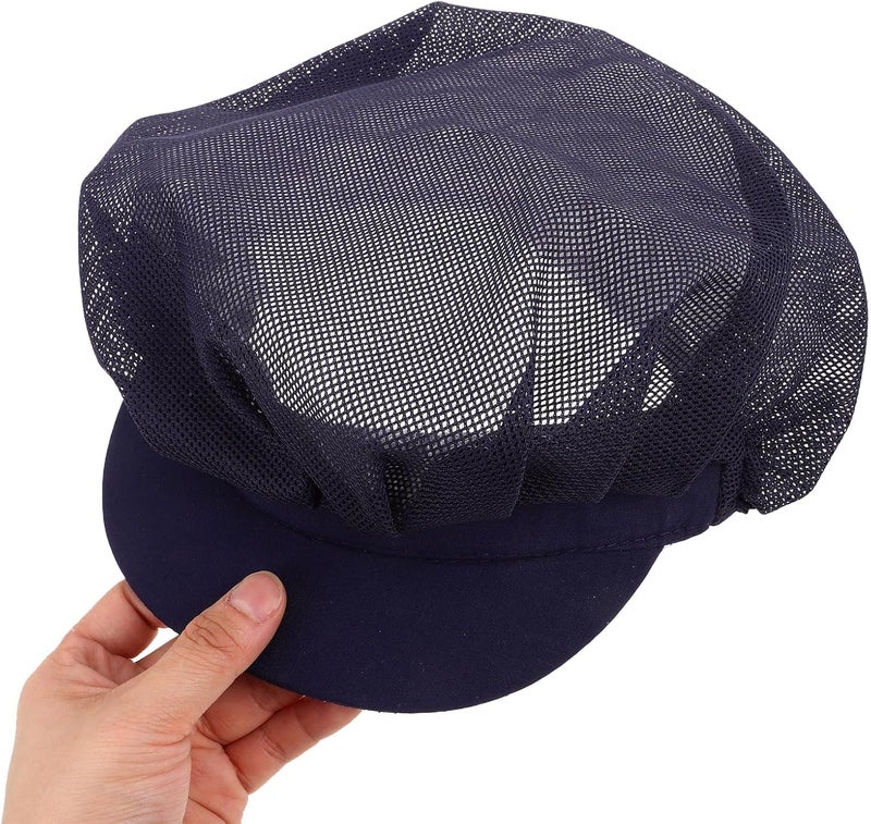ORFOFE Unisex Breathable Cotton Chef Hat for Kitchen Food Service Catering, Adjustable Mesh Cooking Cap for Men and Women in Navy Blue - Image 4