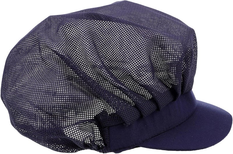 ORFOFE Unisex Breathable Cotton Chef Hat for Kitchen Food Service Catering, Adjustable Mesh Cooking Cap for Men and Women in Navy Blue - Image 1