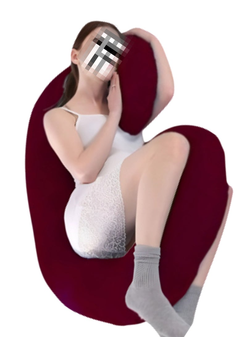 Banotex Burgundy Pregnancy Pillow Cotton Microfiber Blend Filling 120x80cm