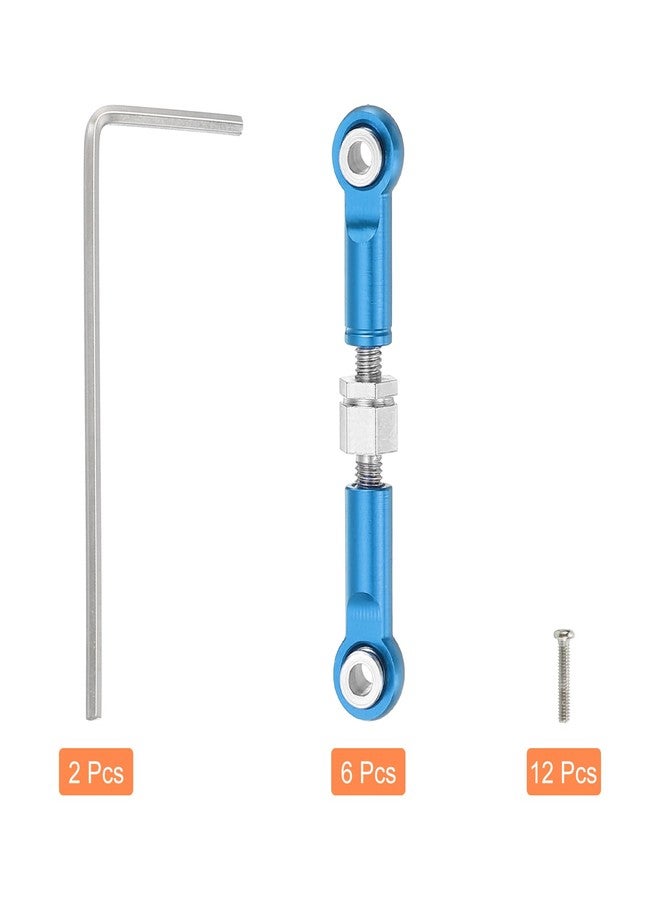 MECCANIXITY 6 Pcs Steering Servo Turnbuckle Rod RC Aluminum Alloy Linkages for A959 A969 A979 K929 1/18 On-Road RC Car (Blue, 37mm) - Image 3