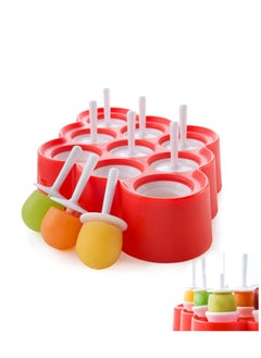 Mini Pop Molds, Reusable Silicone Ice 9 Miniature Popsicle Molds With Sticks and Drip Guards, Easy-Release BPA-free