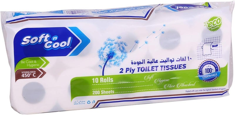 Soft n Cool toilet tissue rolls 200 sheet- 10 rolls per pack - Image 1
